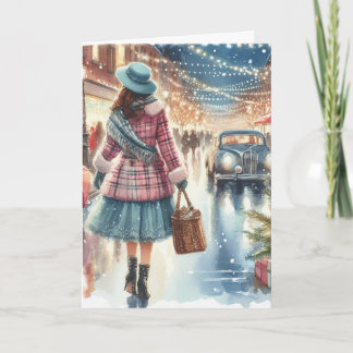 Cartão De Festividades Vintage Retro Christmas Greeting Card