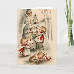Cartão De Festividades Vintage Retro Christmas Greeting Card
