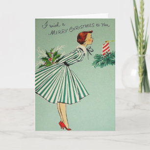 Cartão De Festividades Vintage Retro Christmas Greeting Card
