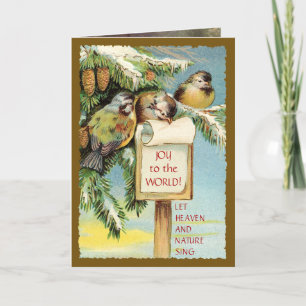 Cartão De Festividades Vintage Retro Christmas Joy to the World Holiday