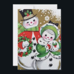 Cartão De Festividades Vintage Retro Christmas Snowman<br><div class="desc">Cartão de Férias Vintage Retro Christmas Snowman</div>