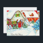 Cartão De Festividades Vintage Retro Christmas Winter Cotage<br><div class="desc">Vintage Retro Natal Feriado De Algodão.</div>