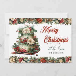 Cartão De Festividades Vintage retro clássico clássico bolo de Natal