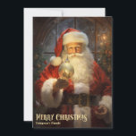 Cartão De Festividades Vintage retro clássico Papai Noel com neve<br><div class="desc">Vintage retro clássico do Papai Noel com o Cartão de Férias de Natal do globo da neve</div>