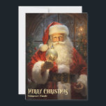 Cartão De Festividades Vintage retro clássico Papai Noel com neve<br><div class="desc">Vintage retro clássico do Papai Noel com o Cartão de Férias de Natal do globo da neve</div>