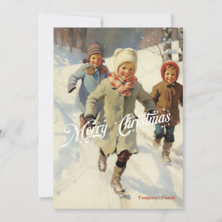 Cartão De Festividades Vintage retro crianças tradicionais brincando de n