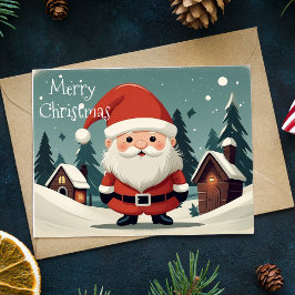 Cartão De Festividades Vintage Retro Dwarf Papais noeis de Natal dobrados