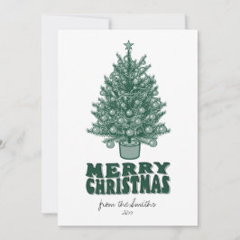 Cartão De Festividades Vintage Retro Greenery Feliz Natal não foto