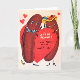 Cartão De Festividades Vintage Retro Hot Dog Valentine