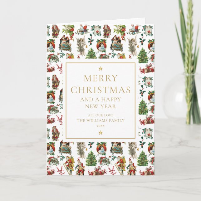 Cartão De Festividades Vintage Retro Natal (Frente)