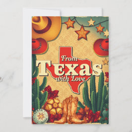 Cartão De Festividades Vintage Retro Natal Do Texas Com Amor