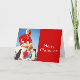 Cartão De Festividades Vintage Retro Natal Pin UP Girl