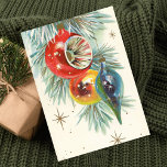 Cartão De Festividades Vintage Retro Ornamentos de Árvores de Natal<br><div class="desc">Cartão de Férias da Árvore de Natal Retroativo</div>