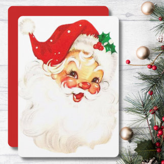 Cartão De Festividades Vintage Retro Santa Claus - Natal Personalizado do