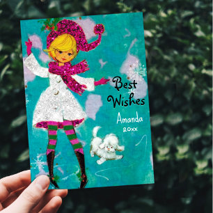 Cartão De Festividades Vintage retro - saudação de Natal novo