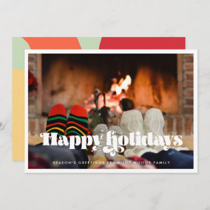 Cartão De Festividades Vintage Retro Script Feliz Feriados Foto