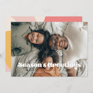 Cartão De Festividades Vintage Retro Season's Saudações Foto de Natal