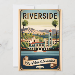 Cartão De Festividades Vintage Riverside Califórnia Cidade das Artes Retr