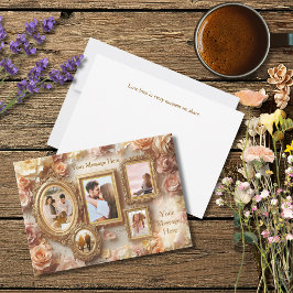 Cartão De Festividades Vintage Rose Frames with Soft Gold Floral Glow
