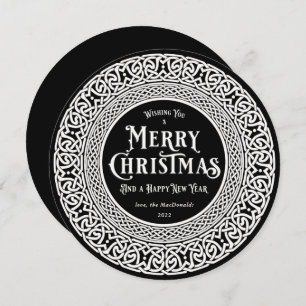 Cartão De Festividades Vintage Round Black + Off White Celular