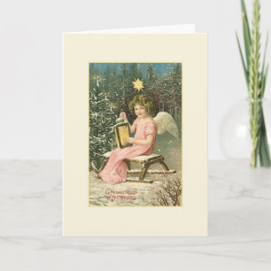 Cartão De Festividades Vintage Russo Angel Christmas Card
