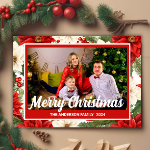 Cartão De Festividades Vintage Rustic Flowers Enquadra Feliz Foto de Nata