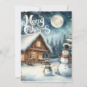 Cartão De Festividades Vintage/Rustic/Snowman/Natal
