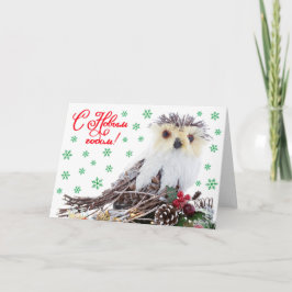 Cartão De Festividades Vintage sábio da coruja do ano novo do Natal