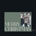 Cartão De Festividades Vintage Sage Green - Natal de duas fotos minimalis<br><div class="desc">Cartão de Férias de Natal do Minimalista Vintage Verde Duas Fotografias</div>