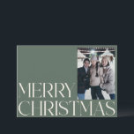 Cartão De Festividades Vintage Sage Green - Natal de duas fotos minimalis<br><div class="desc">Cartão de Férias de Natal do Minimalista Vintage Verde Duas Fotografias</div>