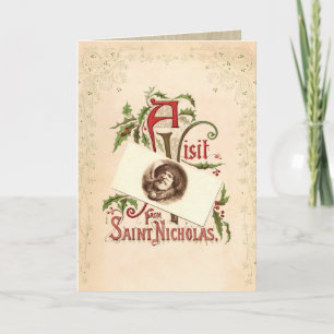 Cartão De Festividades Vintage Saint Nicholas Christmas Greeting Card