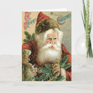 Cartão De Festividades Vintage Santa Christmas Card