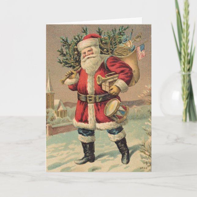Cartão De Festividades Vintage Santa Claus (Frente)