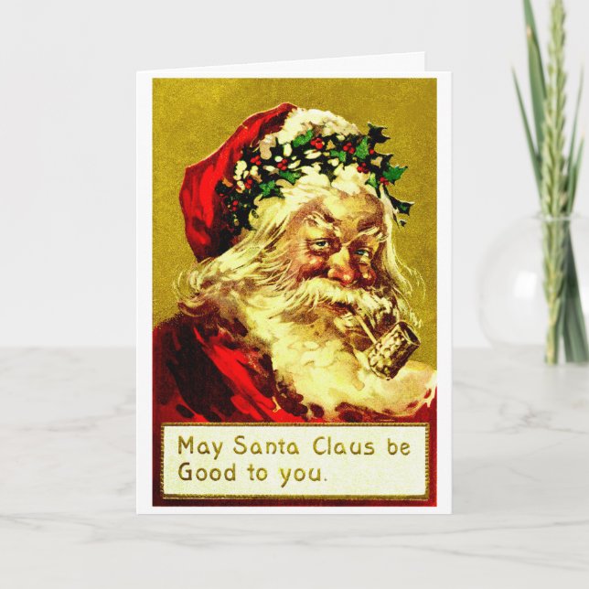Cartão De Festividades Vintage Santa Claus (Frente)