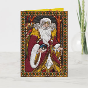 Cartão De Festividades Vintage Santa Claus Card_Inside Art