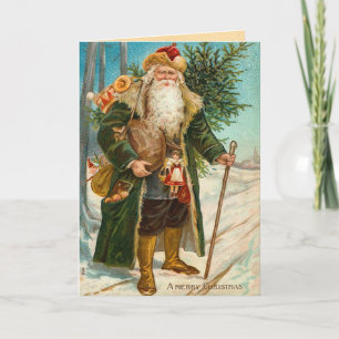 Cartão De Festividades Vintage Santa Claus Christmas Card