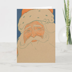 Cartão De Festividades Vintage Santa Claus Face Christmas Holiday Cards