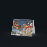 Cartão De Festividades Vintage Santa Claus Sleigh Com Feliz De Reindeer<br><div class="desc">Um cartão de Natal religioso antigo Papai Noel com suas renas e trenó. Uma cena retrógrada vintage de neve e Cartões de natal antiquados do próprio Claus enquanto ele voa na véspera de Natal. Para que cartões de natal de Natal deem a sua família e amigos um feliz Natal com...</div>