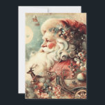 Cartão De Festividades Vintage Santa Claus Sleigh Moon Presente<br><div class="desc">Natais vintages elegantes cumprimentando cartão com Papai Noel, seu trenó, e uma rena em frente a lua de cheio na véspera de Natal. Personalizado no verso com sua mensagem e seu nome. Entre em contato comigo para obter assistência com sua personalização ou para solicitar outros produtos Zazzle correspondentes ou coordenadores....</div>