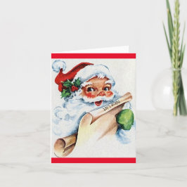 Cartão De Festividades Vintage Santas's Nice List Childrens Christmas Car