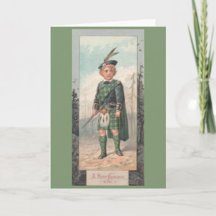 Cartão De Festividades Vintage Scottish Boy Christmas Greeting Card