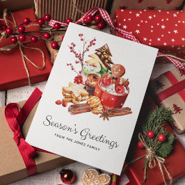 Cartão De Festividades Vintage Season Saudações Gingerpão Natal
