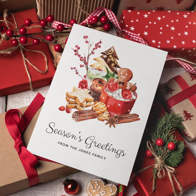 Cartão De Festividades Vintage Season Saudações Gingerpão Natal (Criador carregado)