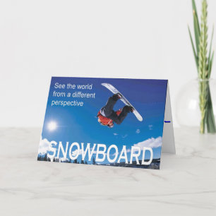 Cartão De Festividades Vintage Ski, Snowboard, Different perspective
