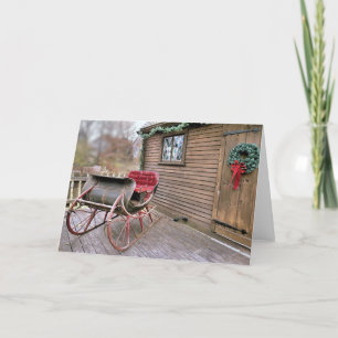 Cartão De Festividades Vintage Sleigh