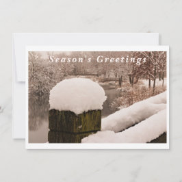 Cartão De Festividades Vintage Snow Over Lake Bridges Winter Wonderland