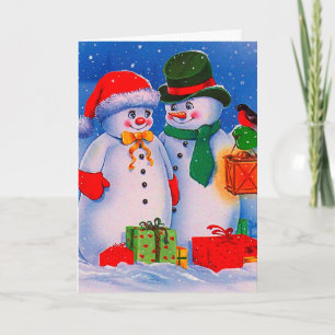 Cartão De Festividades Vintage Snowman