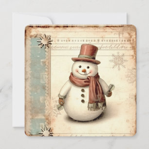 Cartão De Festividades Vintage Snowman Christmas