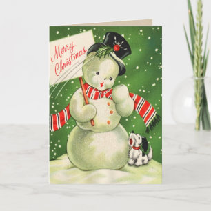 Cartão De Festividades Vintage Snowman Christmas Card