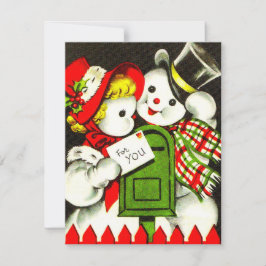 Cartão De Festividades Vintage Snowman Love Holiday Card